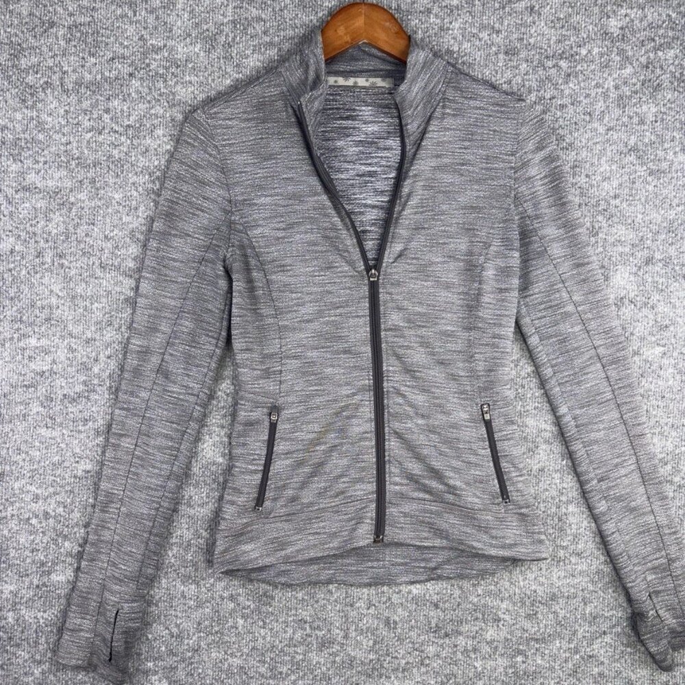Athleta Activewear Gray Jacket Women's S Full Zip Front Thumbholes Stretch